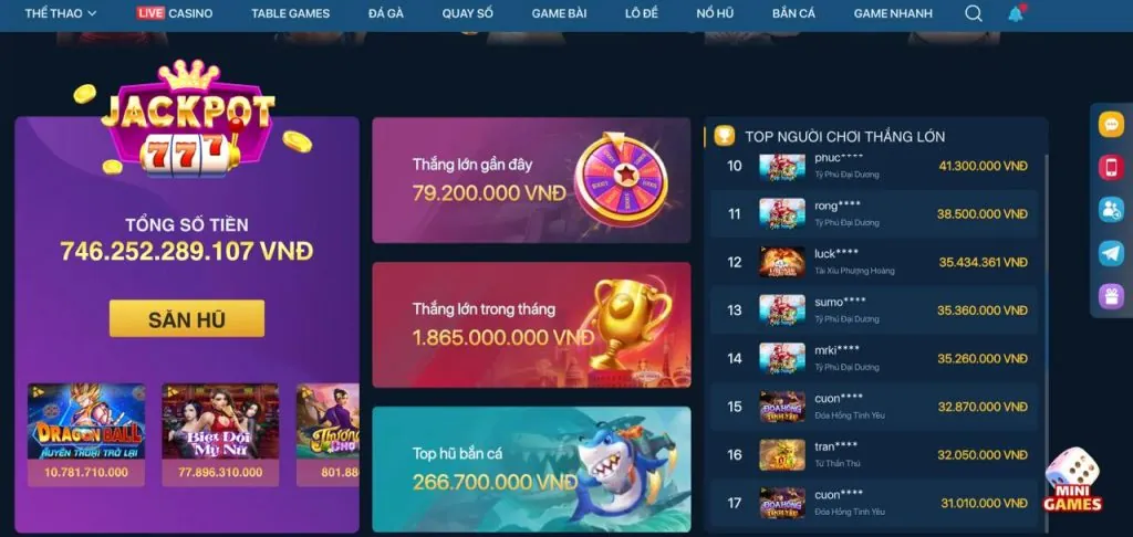 Trò chơi slot nổ hũ hấp dẫn